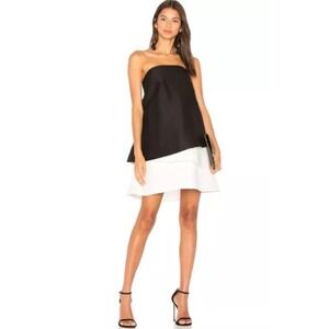 NEW Halston Heritage Black Strapless Swing trapeze Tiered Dress Size 8 cocktail